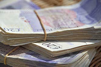 20 pound notes,cash bundle.