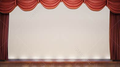 Red stage curtain closing.