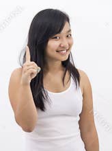 One finger pointing top victory