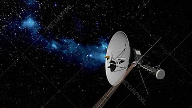 Voyager Space probe on star background
