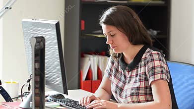 Sleepy Woman Working at Office
