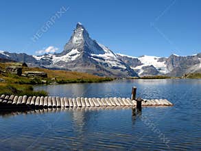 Matterhorn reflecting in Stellisee 04, Switzerland