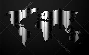 World map of white lines