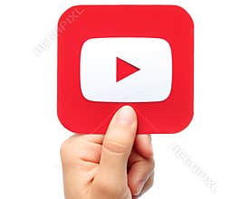 Hand holds YouTube icon
