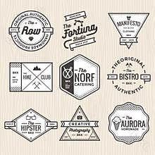 Set of thin line vintage badges, banners, label, ribbon and logo template vector for business and shop