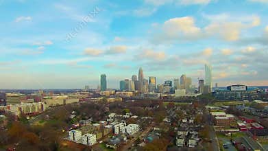 Aerial view of Charlotte NC skyline