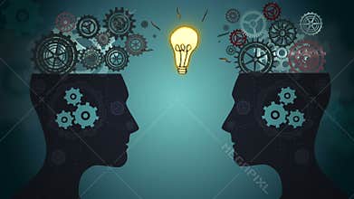 Thoughts appearing with cogs in head
