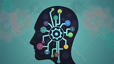 Thoughts appearing with cogs in head