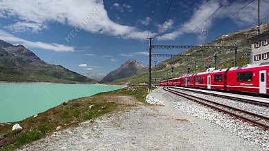 On the railway station in Alpine landscape