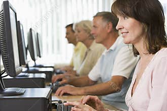 Adult students in a computer lab