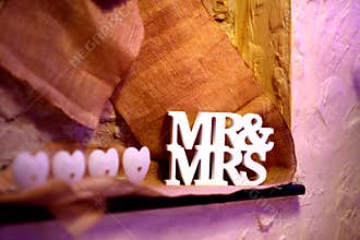 Fancy MR&MRS sign as a decoration for w wedding