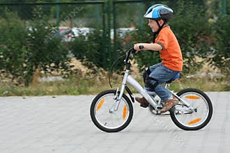 Riding bike in a helmet