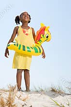 Girl wearing inflatable ring