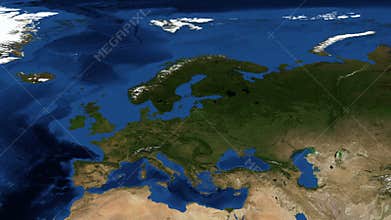 Northern Europe from space zoom
