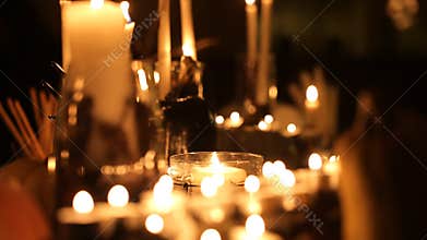 Halloween holiday table with candles