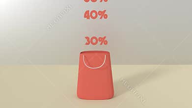 Shopping bag with percent big sale commerce discount