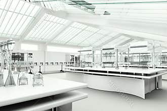 Clean modern white laboratory interior