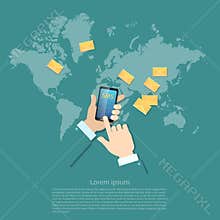 Gobal communications sending, messages mms sms