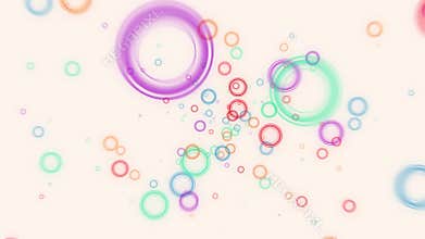 Abstract flying colorful glow circles particles animation