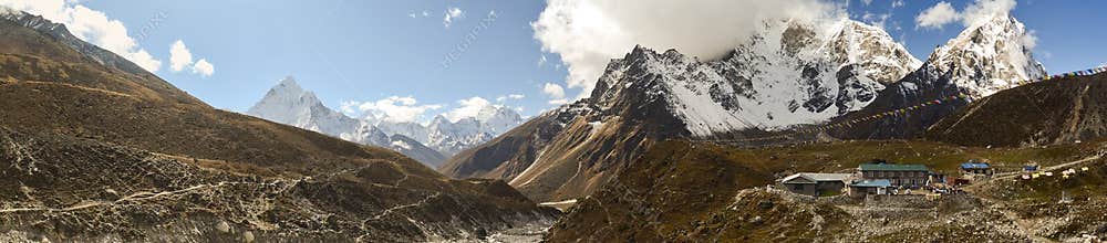 Small village in the Himalayas in Nepal