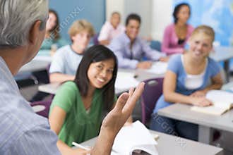 Schoolchildren in high school class
