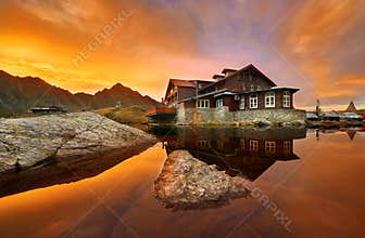 Balea Lac Chalet at Sunset
