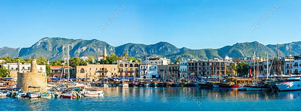 Panorama of Kyrenia harbour. Kyrenia (Girne), Cyprus