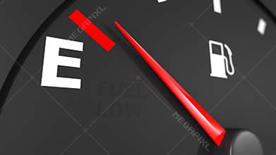 Fuel gauge and pointer moving on it.