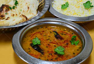Dal fry rice and roti