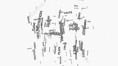 Fitness and diet health food concept wordcloud text typography