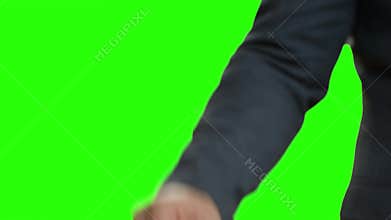Men pass car key.