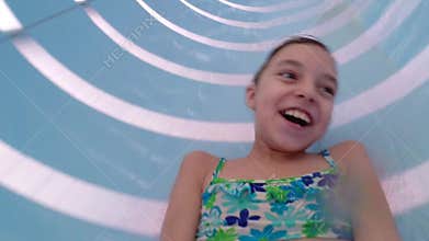 Happy little girl at aqua park