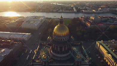 Aerial view of Isaac's Cathedral in Saint-Petersburg