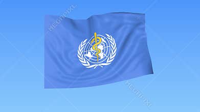 UN World Health Organization WHO flapping flag. Seamless looping, 4K ProRes with alpha channel