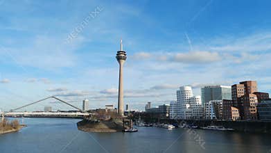 Dusseldorf cityscape with view on media harbor