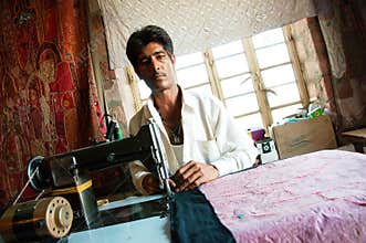 Indian tailor at work