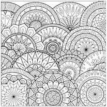 Flowers and mandalas line art for coloring book for adult, cards, and other decorations