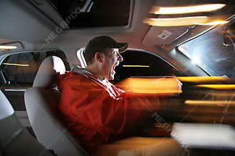 Man driving car
