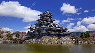 4K Timelapse of Matsumoto castle in spring season, Nagano, Japan