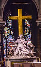 Pieta Cross Stained Glass Notre Dame Cathedral Paris France
