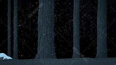 A Walk in a Frozen Snowy Forest with Trees Animated Cartoon