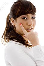 Side view of attorney thinking
