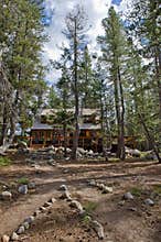 Cabin in scenic forest