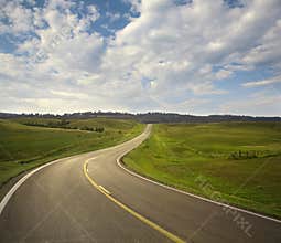 Curving road in the Black Hills of South Dakota