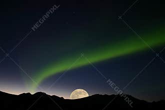 Northern Lights with Full Moon