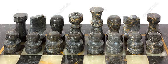 Marble Chessmen on a Chessboard