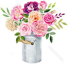 Hand painted watercolor mockup clipart template of roses