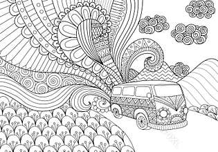 Van doodles design for coloring book for adult