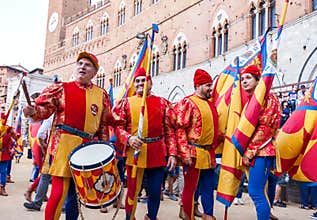 Traditional Palio horse race in Siena