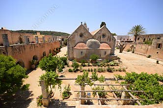 Arkadi monastery and country yard, Crete
